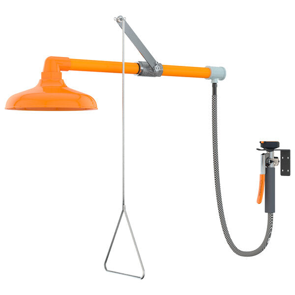 Guardian Emergency Shower with Drench Hose, Horizontally Mounted, Plastic Shower Head