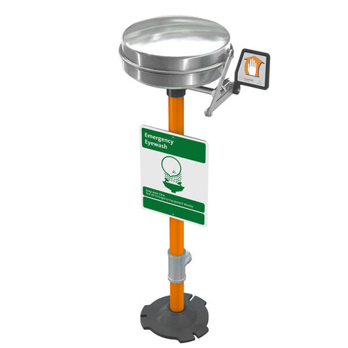 Guardian Eyewash, Pedestal Mounted, Stainless Steel Bowl and Cover