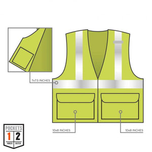 GloWear 8225Z Solid Hi-Vis Safety Vest - Type R, Class 2, Standard, Zipper