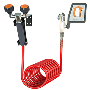 Guardian Eyewash/Drench Hose Unit, Wall Mounted, 12’ Coiled Hose, Ball Valve with Flag Handle